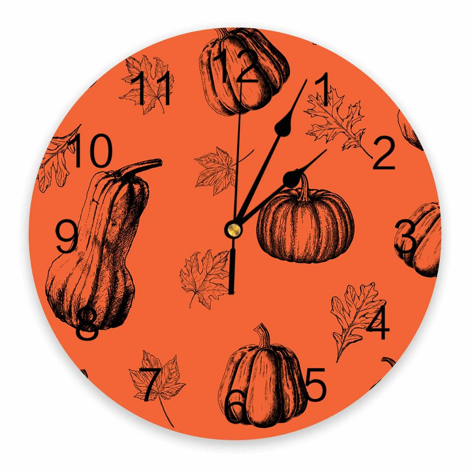 Autumn Thread Draft Pumpkin Wall Clock Large Modern Kitchen Dinning Round Wall Clocks Bedroom Silent Hanging Watch