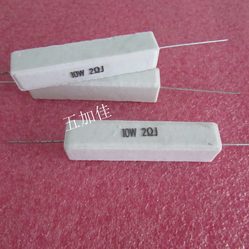 10-100pcs 10W2RJ 10W2R 2 ohms 2ohm 5% axial ceramic cement resistor width 10 height 10 length 49 copper feet