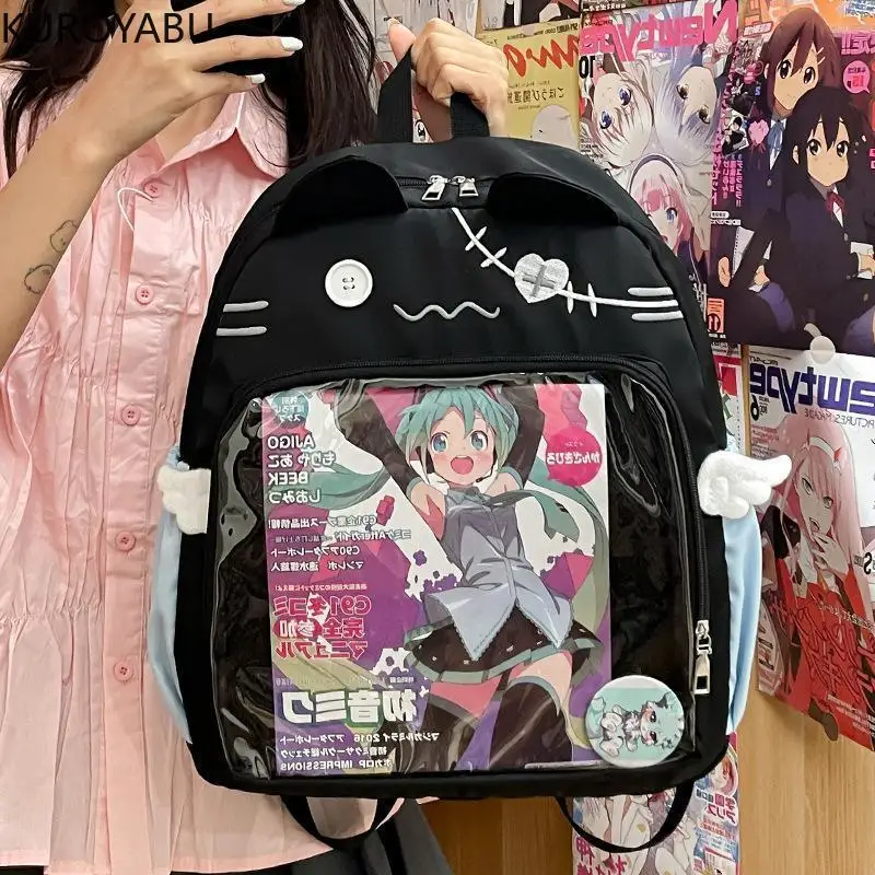 

Y2K Backpacks for Women Cat Fashion Anime Japanese Bags Casual Transparent Academic Style Large Capacity Backpack Mochilas Mujer