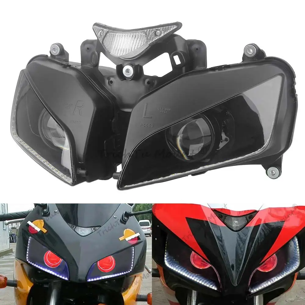 

Motorcycle Headlight Front Headlamp Hi-Lo Beam Headlight Assembly For Honda CBR1000RR 2004-2007 Custom Red Devil Eyes LED Lights
