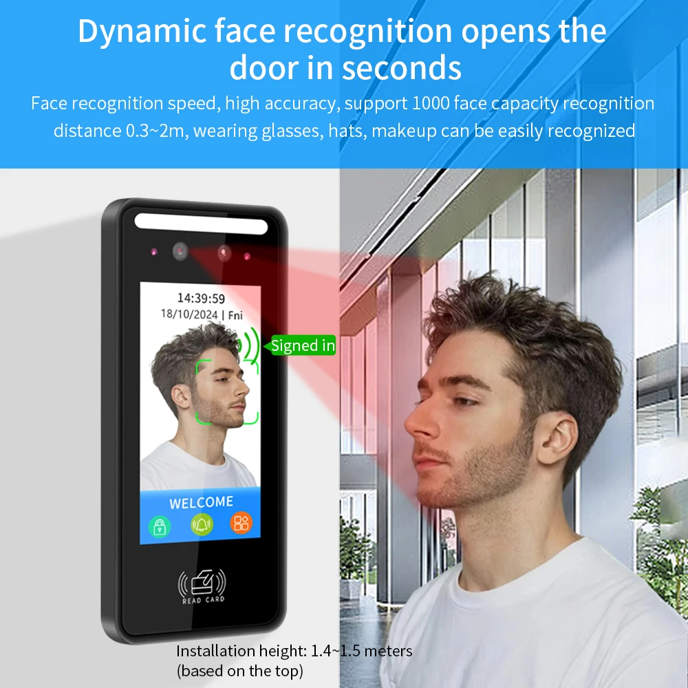 4.5inch Face Recognition Smart Lock System for Gate Turnstile Biometric Electronic Facial Unlock Office Door Control Attendance