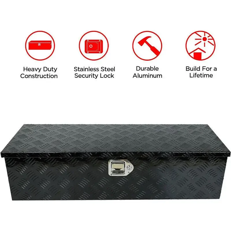 39 "X13" X10 "NERO PICKUP IN ALLUMINIO CAMION TRASCO LETTO SCATOLA DE TOOL TRAILER STORAGE + BLOCCO + 2 maniglie + 2 aste ad aria GJX-1015