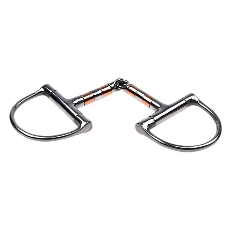 Horse Snaffle Bit D Ring Horse Mouth Snaffle Bit With Copper Roller Mouth Single Joint Horse Bit D-Ring Snaffle Bits For