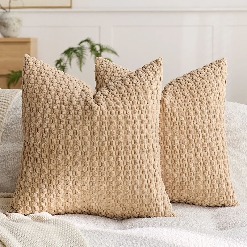 Detachable Cream Velvet Pillowcase 3D Bubble Sofa Pillow Cover Large Living Room Simple Style Square Pillowcase for Bedroom