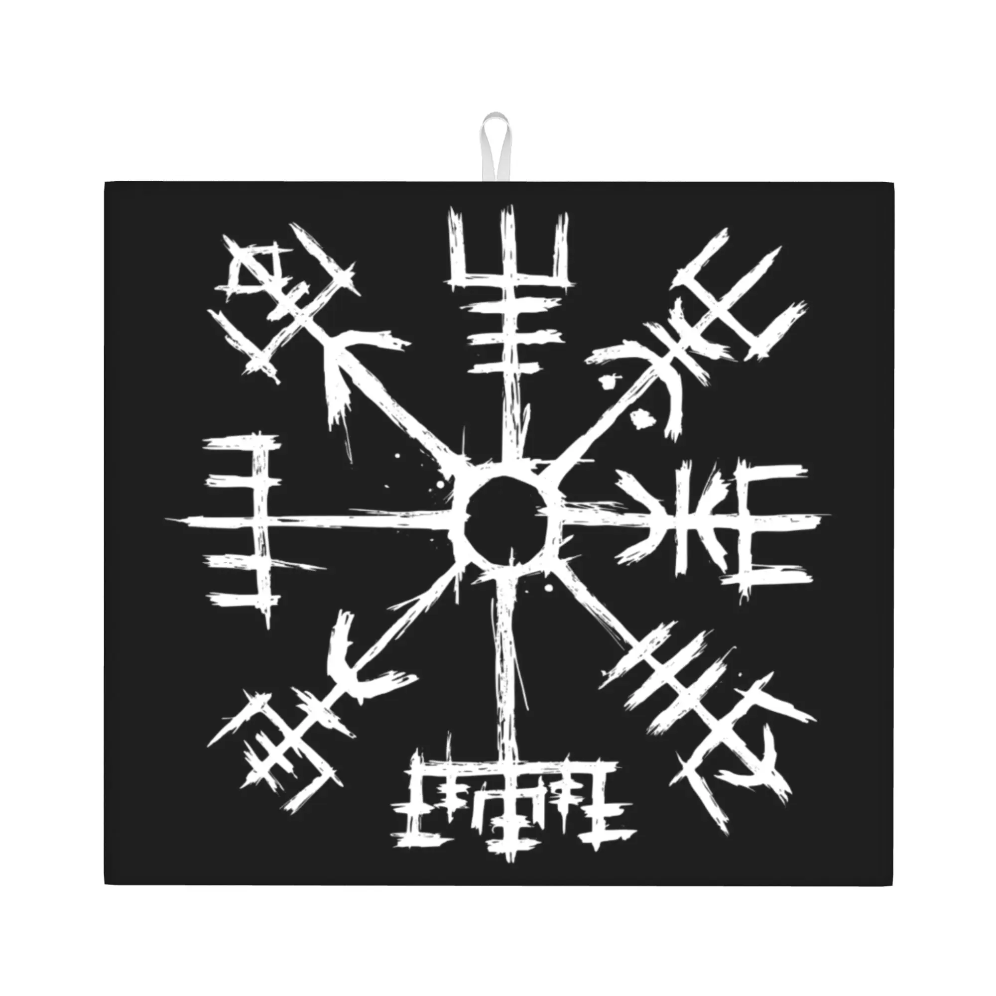 Viking Compass Vegvisir Non‑Slip Waterproof Absorbent Barware Tableware Oil Proof Valhalla Norse Bathroom Drying Mat For Kitchen