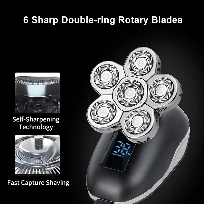 6 Blades Shaver Replacement Heads Electric Razor Blade Replacement Blades for Bald Men Shaver 6D