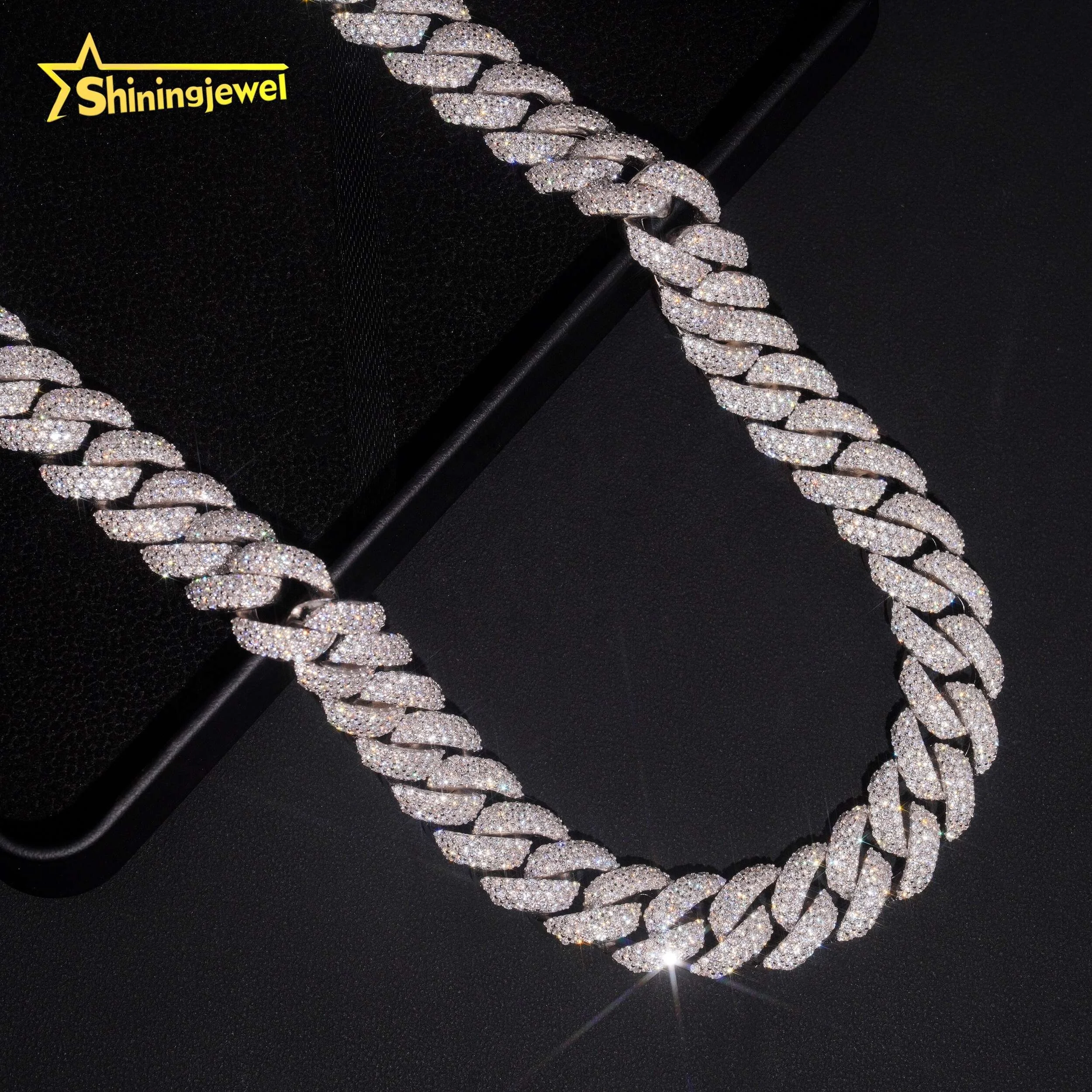 925 Silver Jewelry Pass Diamond Tester 16mm Width Hip Hop Mens Iced VVS Moissanite Cuban Link Chain...