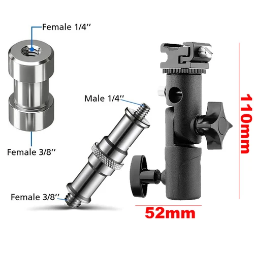 Imagen 2 del producto Soporte de montaje Universal para zapatos de Flash con tornillo giratorio de 1/4 "", 3/8"", soporte para paraguas para Speedlite Softbox, accesorios de soporte de luz de estudio