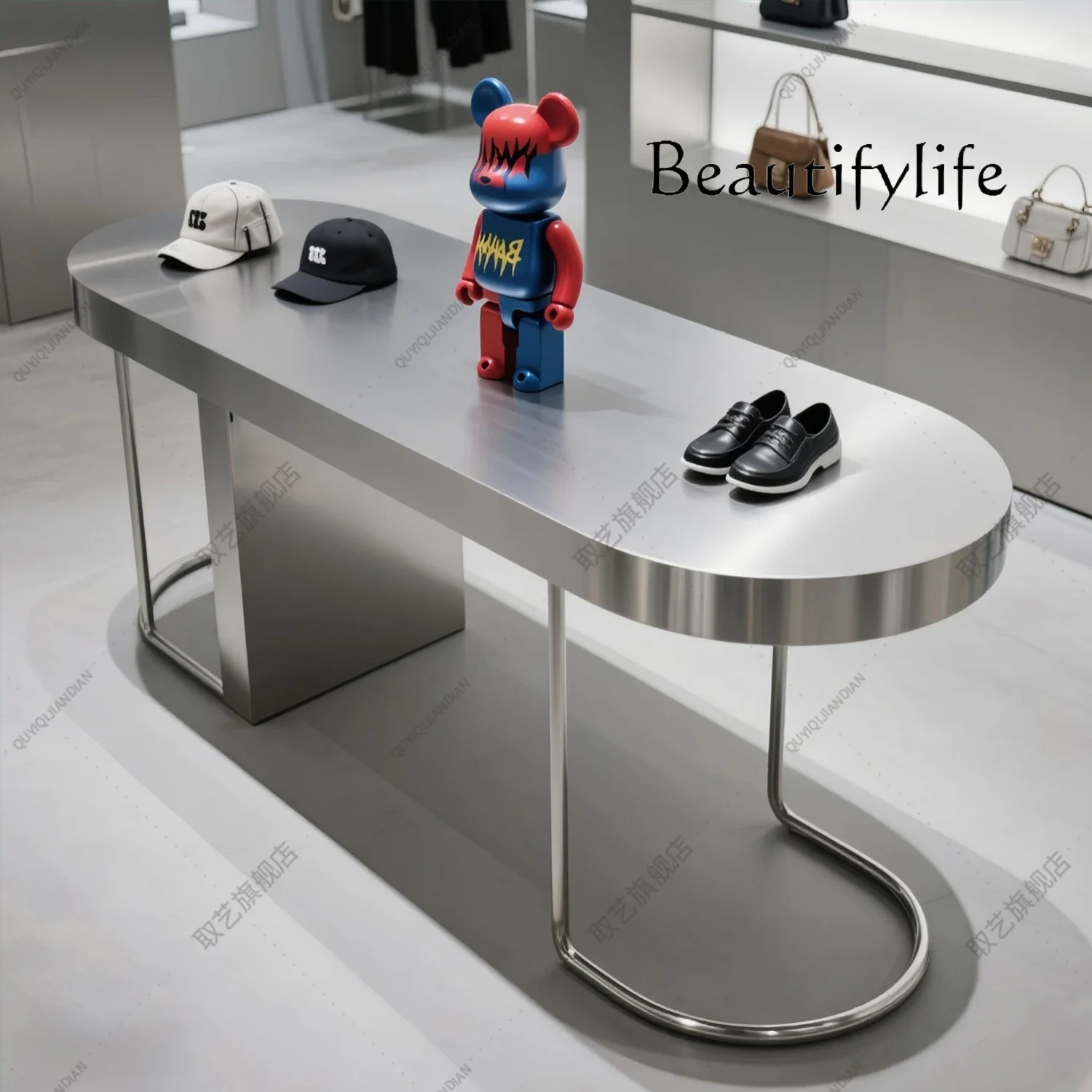 Clothing Store Nakajima Table, Running Water Table, Shoe Bag Jewelry Display Table, Stainless Steel Creative Product Display