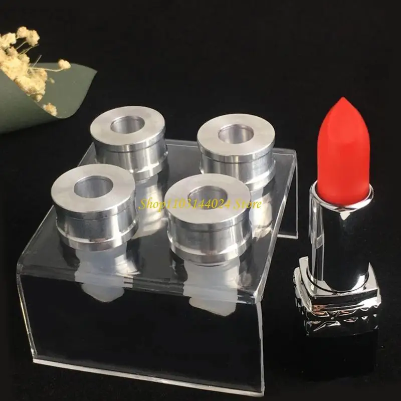 N5KE 9 PCS Silicone Lipstick Mold with Metal Ring and Stand Set Simple DIY Making Cosmetic Mold Crafts Tool Easy to Use