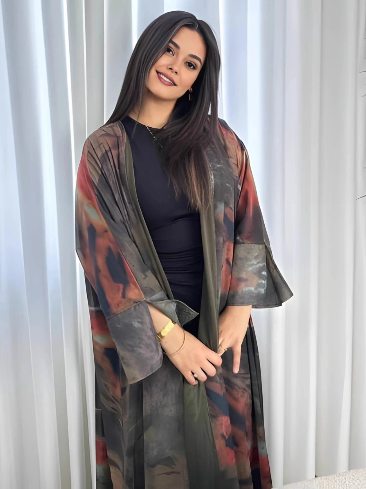 

Eid Abaya Women Print Cardigan Dress Muslim Autumn Dubai Vestidos Largos Long Kaftan Arab Robe Party Caftan Jalabiya Ramadan