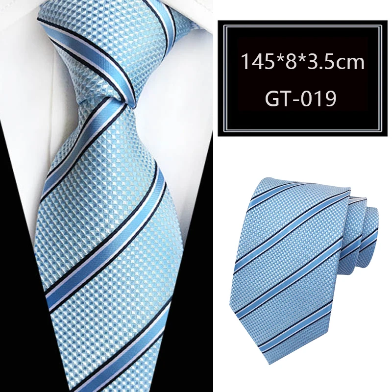 Luxury 8CM Mens Necktie Stripes Striped Tie For Man Groom Jacquard Woven Neck Tie For Business Wedding Party