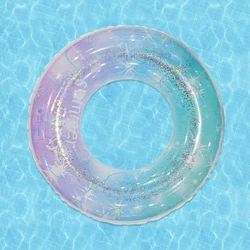 1pc Thickened PVC Inflatable Swimming Circle Sequin Starry Sky Swim Ring