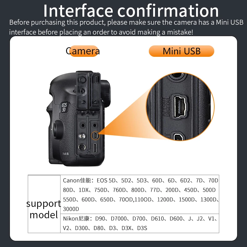 PERESAL Type-c to Mini USB cable for Cannon 5D3 5D2 70D 60D 80D NIKON D7000 CAMERA to Computer high speed transmission cable