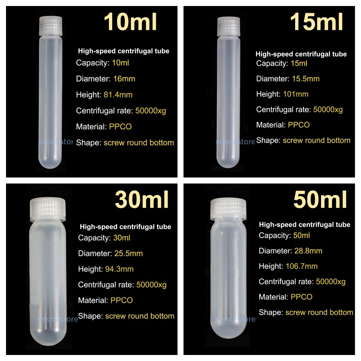 Ultra-high-speed Centrifugal tube10ml 15ml 30ml 50ml 85ml 100ml  Polypropylene Centrifuge Tubes, Test Tubes with Screw Caps