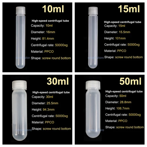 Imagen 2 del producto Tubo centrífugo de ultra alta velocidad 10ml 15ml 30ml 50ml 85ml 100ml Tubos de centrífuga de polipropileno, tubos de ensayo con tapas de rosca