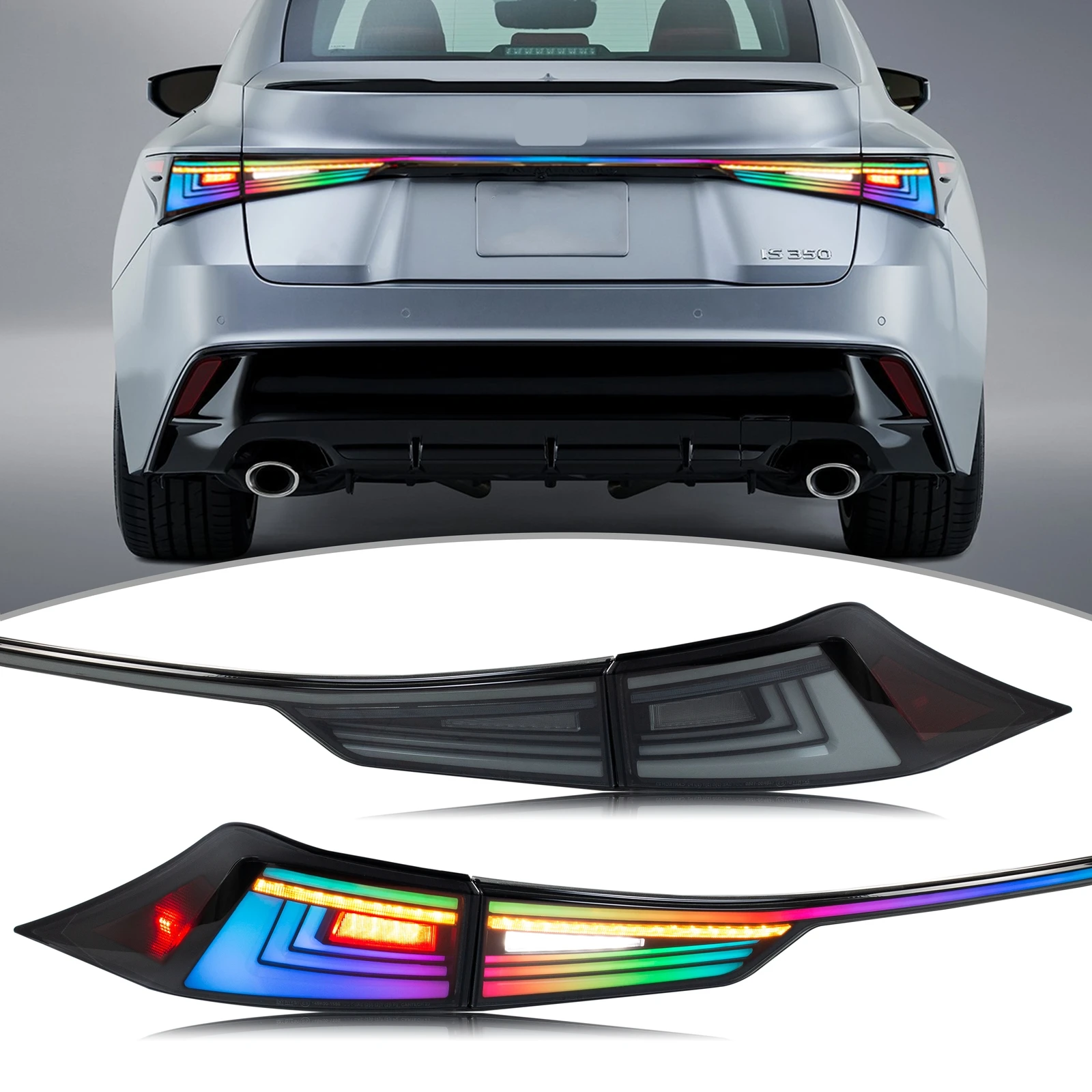 

Светодиодные задние фонари RGB для Lexus IS250 IS350 IS200t IS300 ISF 3IS 2014-2020, красочные задние фонари с анимацией запуска в сборе