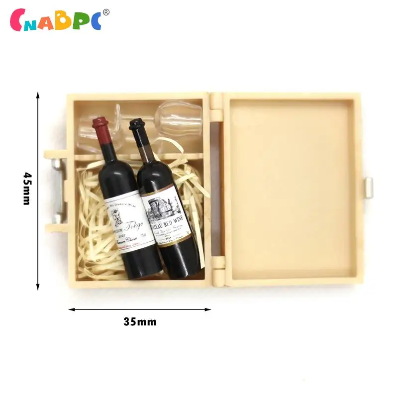 1Set 1:12 Dollhouse Miniature Red Wine Bottle Cup with Box Model Home Living Scene Decoration Toy