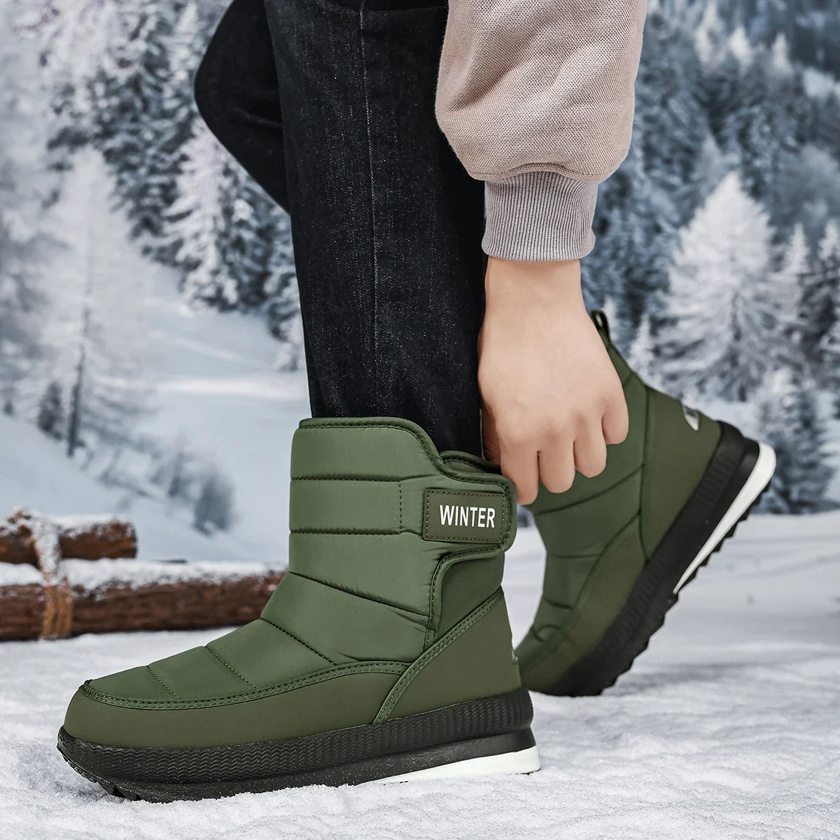 Unisex Couple Snow Boots Comfortable Outdoor Winter Warm Women's Boots with Short Plush Women Men Shoes
