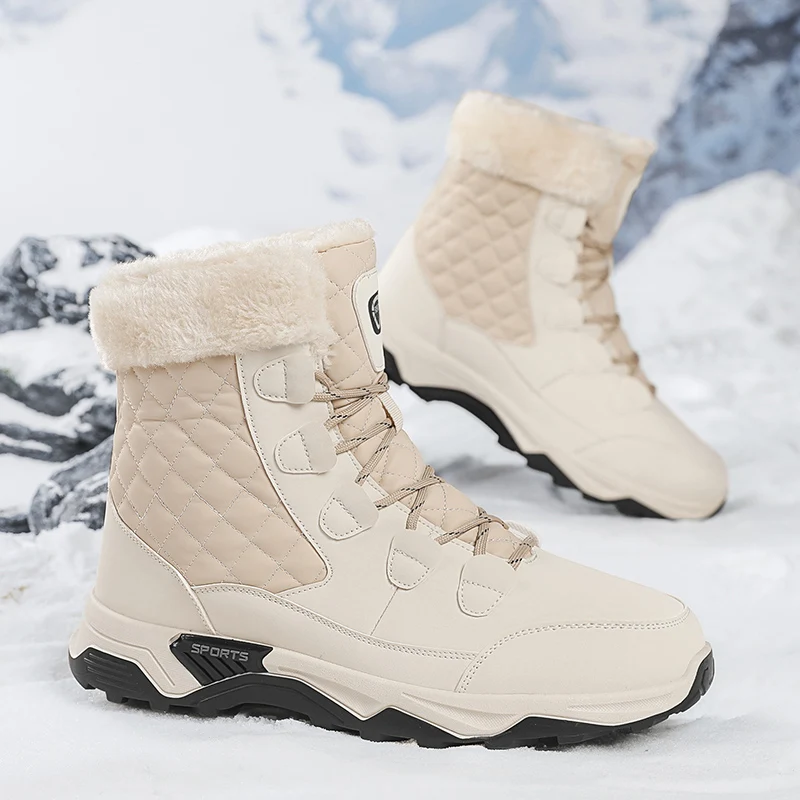

Winter Plus Size Women's Snow Boots Outdoor Travel Thickened High Top Fleece-Lined And Thickened Cotton Shoes Mid-Calf Boots
