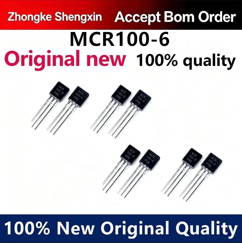（5pcs-10pcs）Direct insertion transistor MCR100-6 Unidirectional thyristor 0.8A 400V TO-92