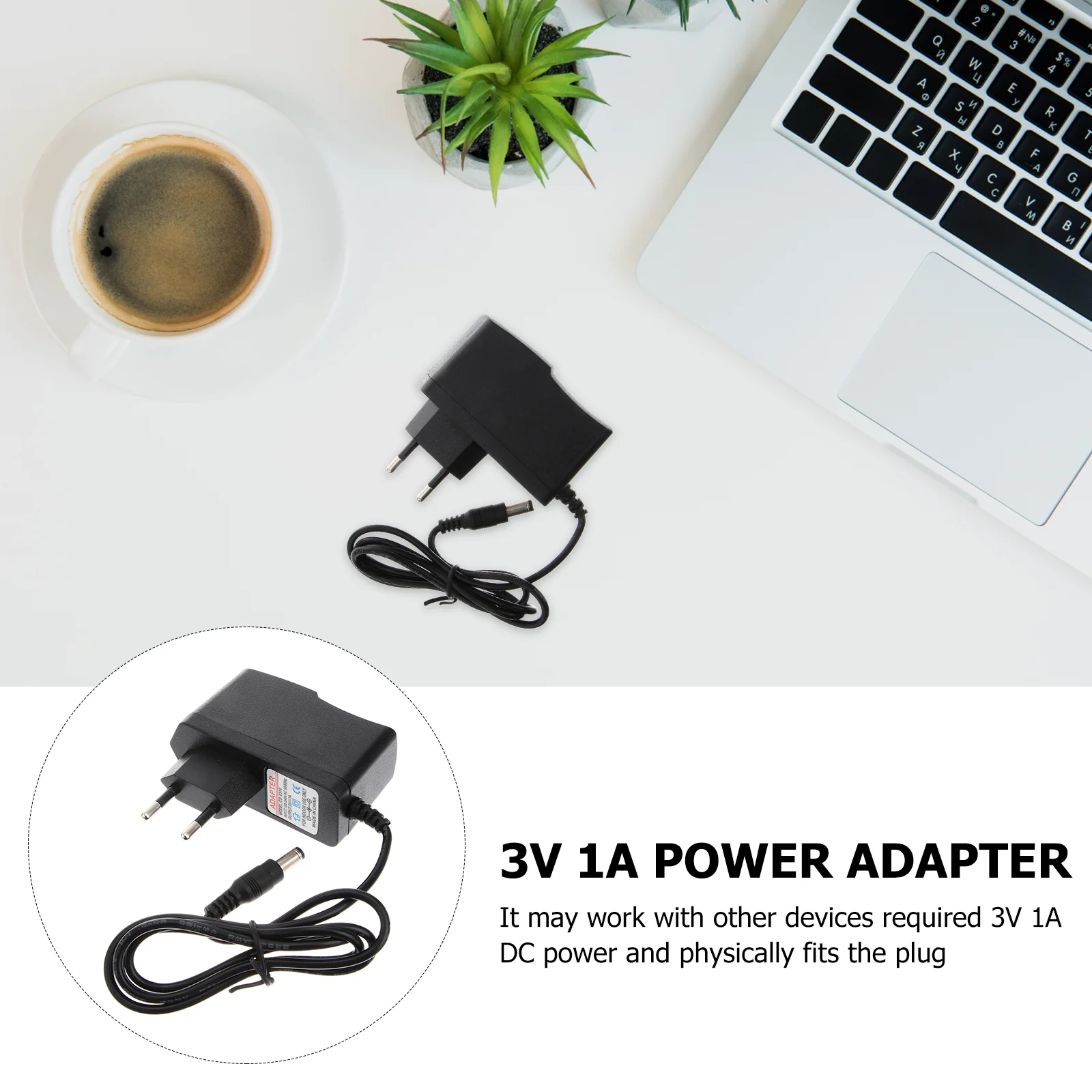 AC 100-240V DC 3V 1A 55mm x 21mm Power Adapter with EU-plug (Black) 3V 1A power adapter 55*21mm power adapter