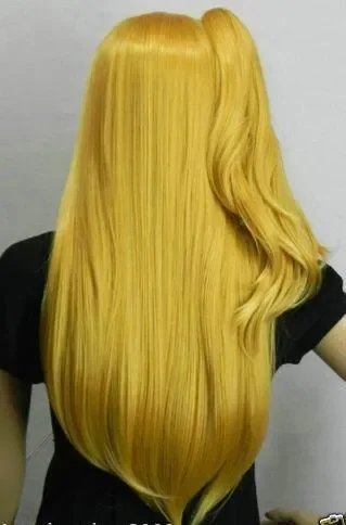 Cosplay lange hellgold blonde Hitze perücke