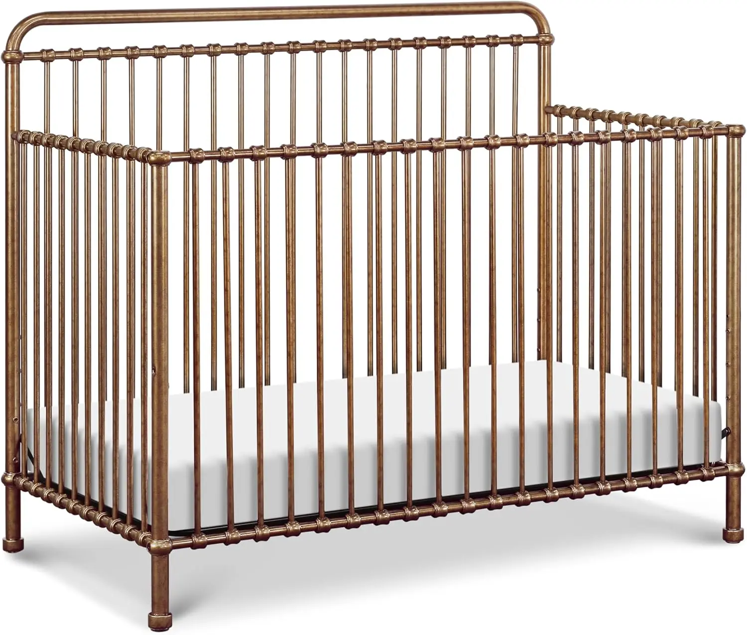 NAMESAKE Winston 4-in-1 Convertible Metal Crib in Vintage Gold, Greenguard Gold Certified