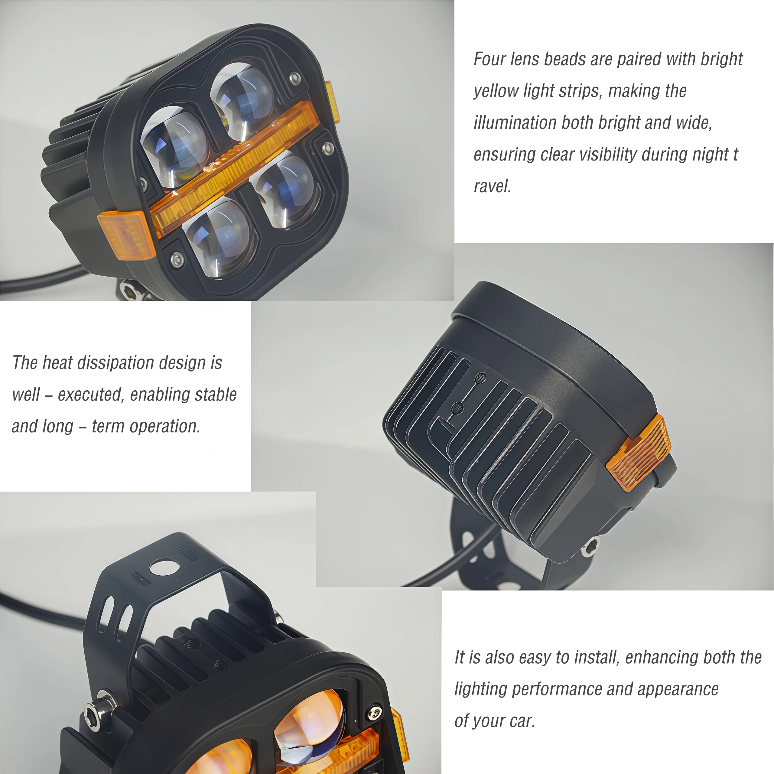 4" LED Work Light Spotlight Fog light Driving Lamp Dual Color DRL For BMW R1200GS R1250GS F800 F850 F900 Motorcycle SUV ATV UTV image 3