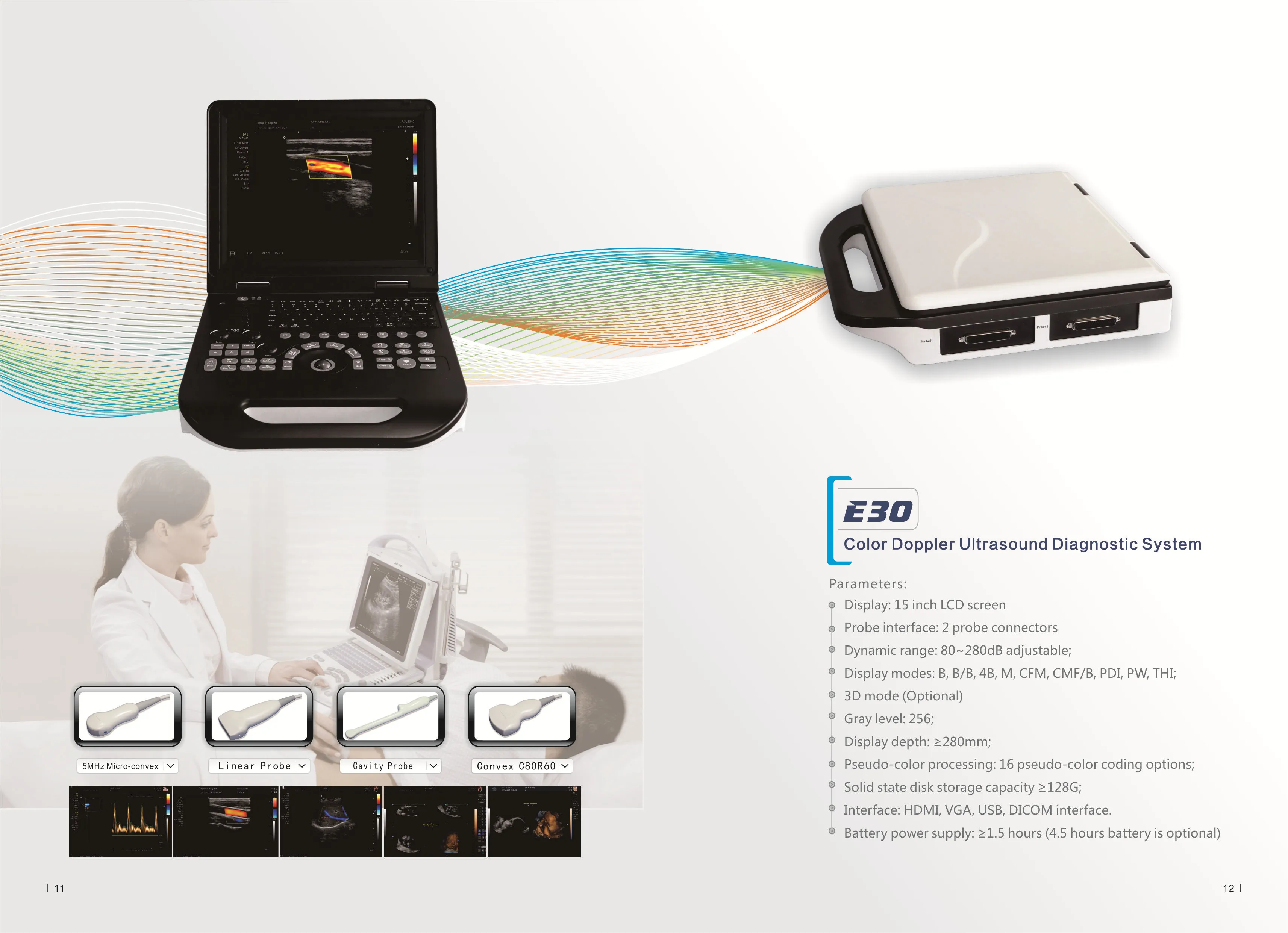 Chenwei Portable Laptop 3D Software Doppler Ultrasound Machine Gyn Cardio Animals Pregnancy Ultrasound Machine