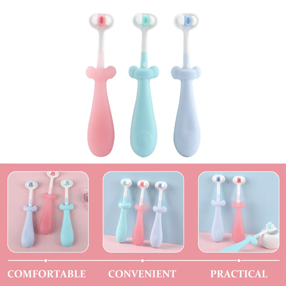

3Pcs Children Toothbrush Soft Bristles Cute Design Supple Bristles No Harm Gums Thoroughly Clean Teeth Baby Toothbrush
