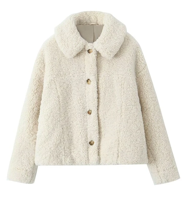 

Casual Fce Lined Jaet Women's Winter Faion Loose Versatile Slimming ort Coat Straight Cut Other Material 00%