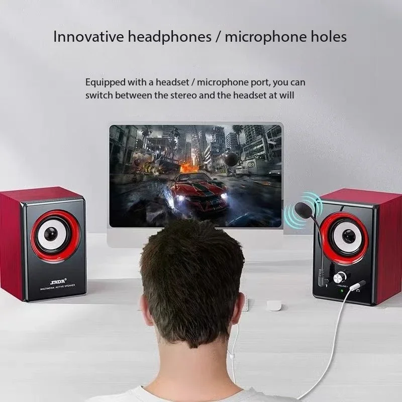 مضخم صوت سلكي خشبي HIFI مكبرات صوت بخاصية البلوتوث قناة 2.0 المسرح المنزلي USB Tybe-C للتلفزيون/الكمبيوتر Boombox مركز الموسيقى #6