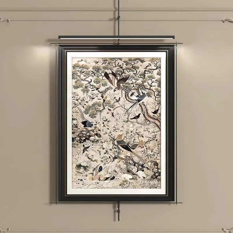 New Chinese style pole decoration painting New wall decoration in the living room