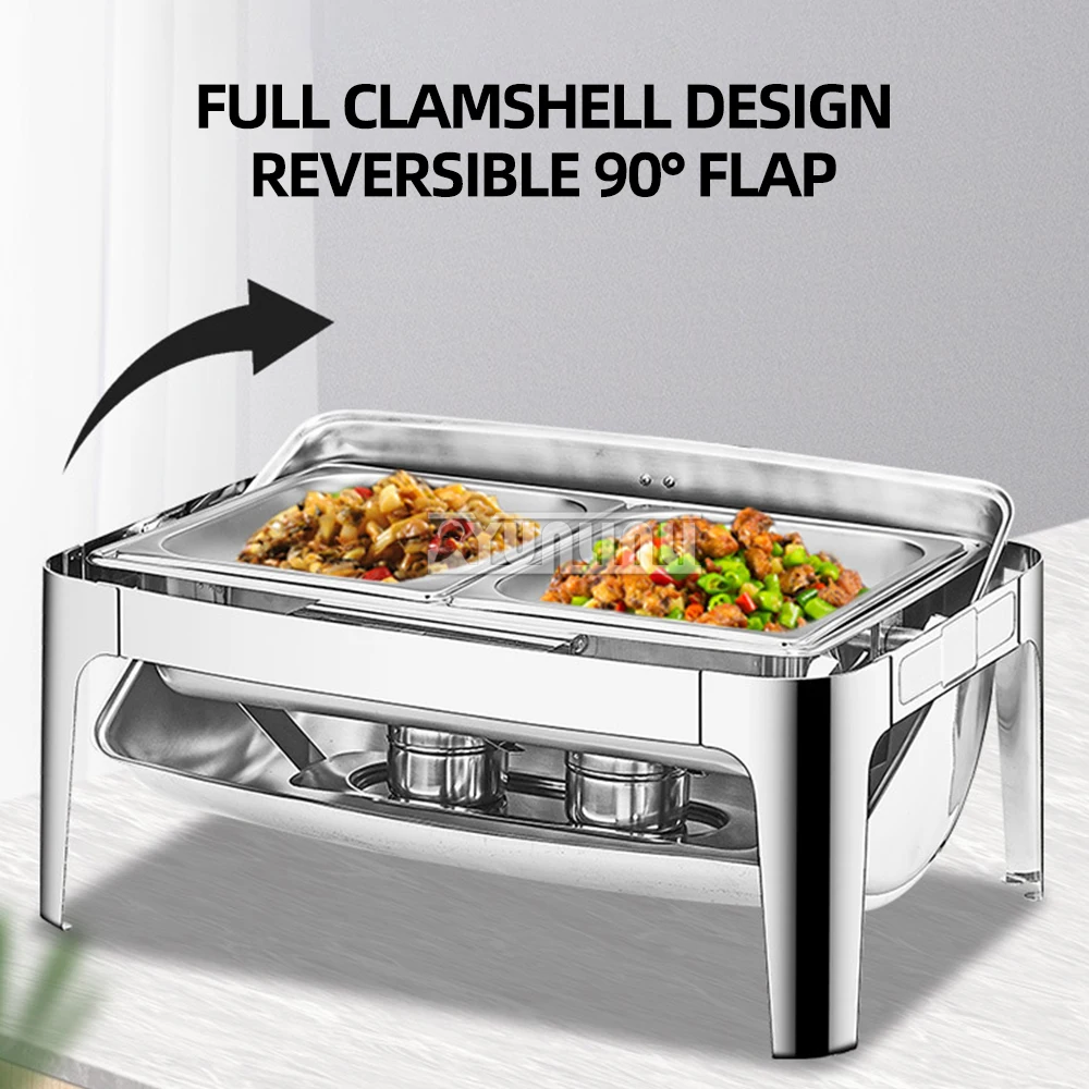 Stainless Steel Square Buffet Stove Restaurant Food Equipment Food Warmer Flip Cover Insulation Furnace