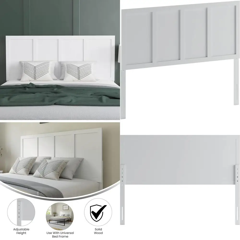 

Queen Size White Wooden Panel Bed Board