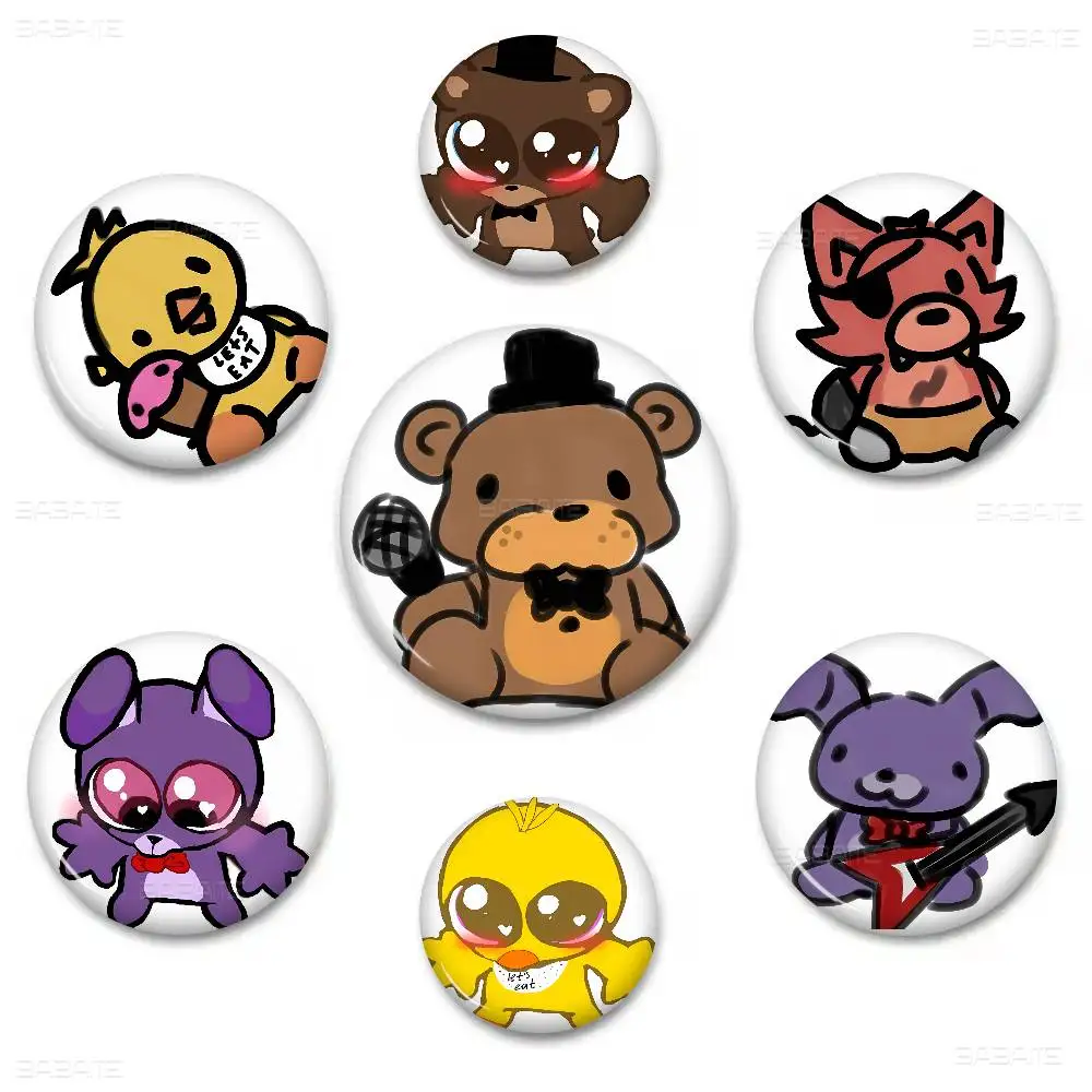 F-FnafS 58mm Cute Anime Figure Icon Badge Handmade Tinplate Brooch for Backpack Clothes Chest Ornament Gifts
