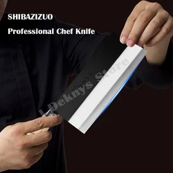 SHIBAZI Professional Kitchen Knives Handmade Carbon Steel With Pear Wooden Handle Chef's Cleaver Meat Fish Slicing Butcher Knife