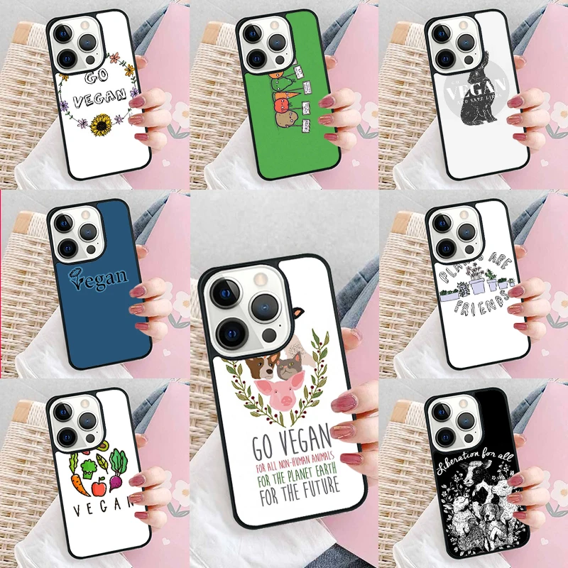 Go Vegan Vegetarians Soft Phone Case Cover for iPhone 16 Promax 15 Pro 13 14 Plus 11 12 Mini XR XS MAX Coque