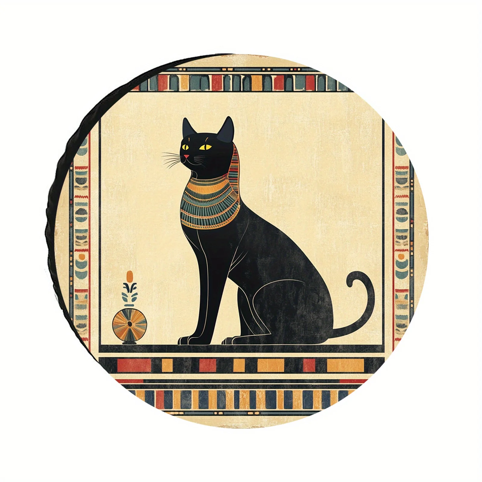1pc Black Indian Cat Queen HD Print Design - Spare Tire Cover For Cars, Campers, Trailers, RVs, And Travel, Available In Multip