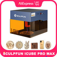 Sculpfun iCube Pro Max 10W Laser Engraver with Smoke Filter Temperature 0.08mm Laser Spot 120x120mm Engraving Area BT Type-C