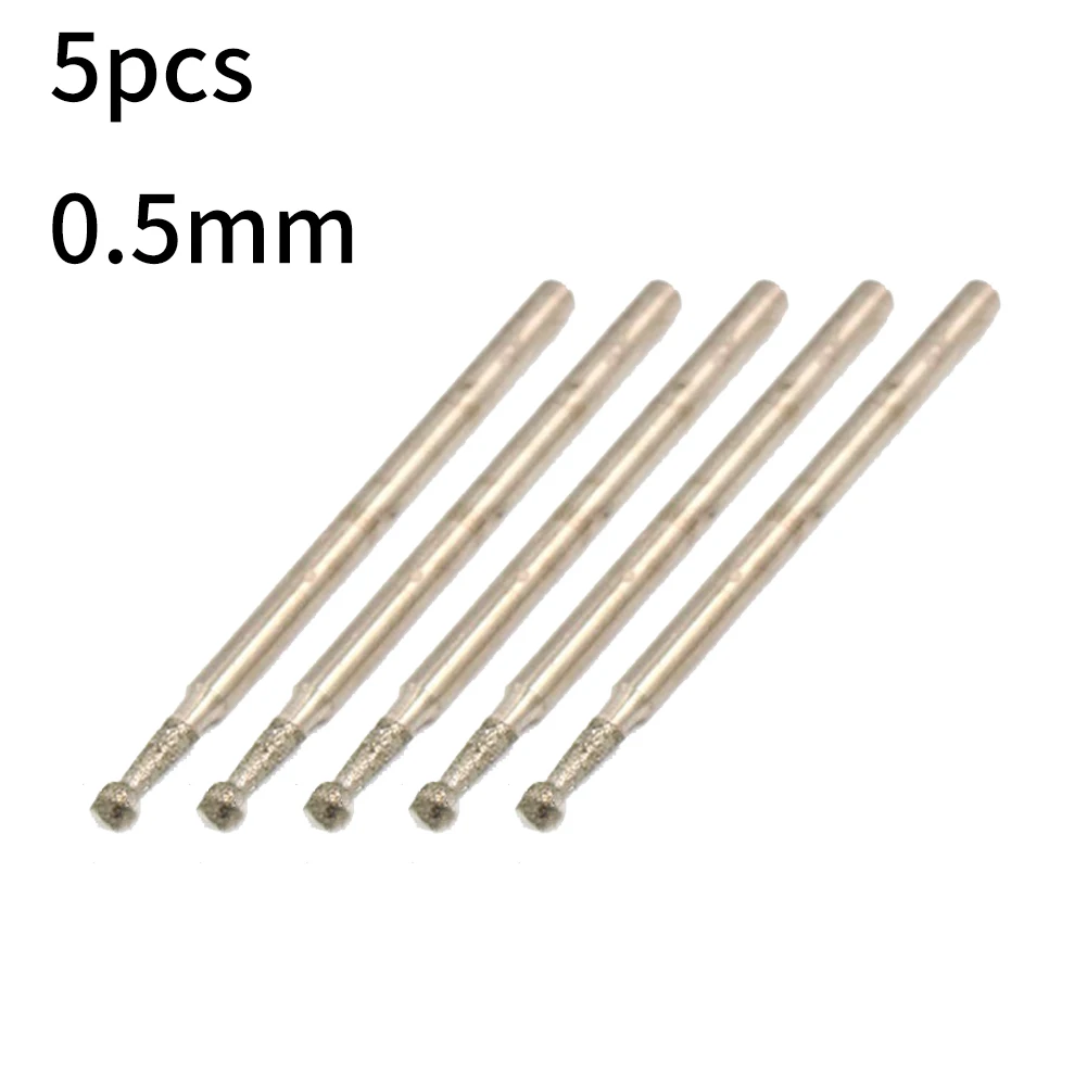 0.5mm-3mm Ball Round Rotary  Burr Drill Bit Grinding Carving 5pcs For Engraving Forming Drilling Filing/material Removal