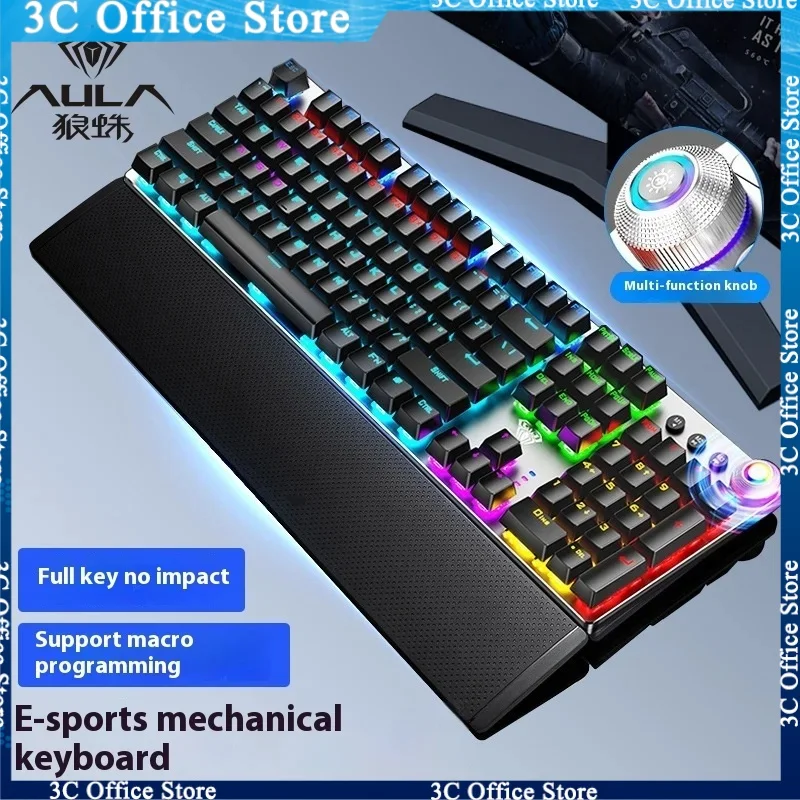 

Aula F2088 Wired Mechanical Keyboard 108 Keys Green Axis Tea Black Red Axis Electronic Sports Games Office Desktop Laptop