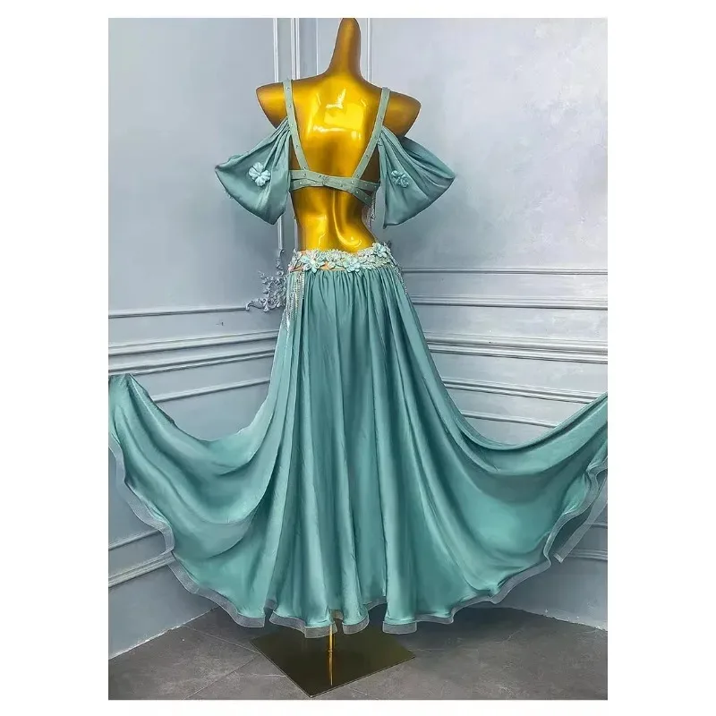 Roupas de dança do ventre personalizadas, fantasia de performance para mulheres, novo conjunto de roupa de dança oriental, saia grande, traje de dançarina do ventre, 2025