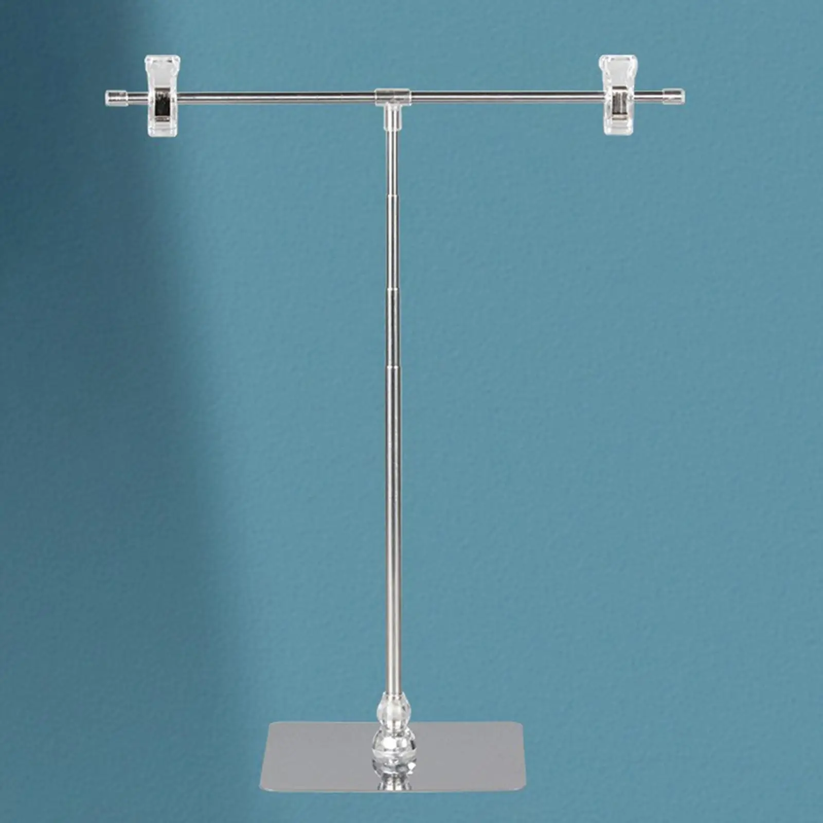 Adjustable Poster Stand Stretchable T Sign Holder Stainless Steel Banner Stand Floorstanding with Clip for Store Counter Bars