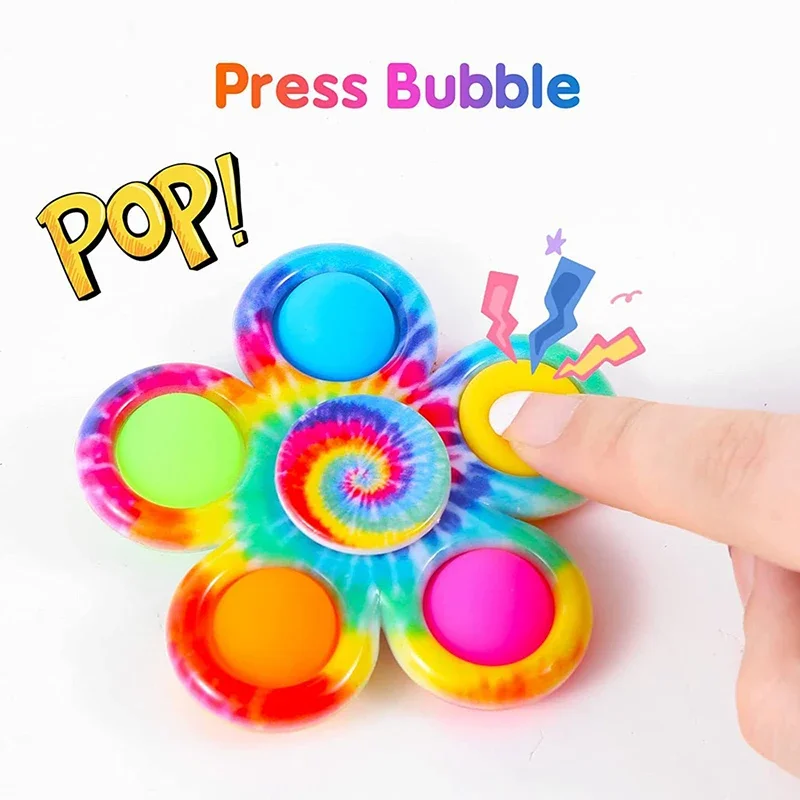Tie Dye Simple Fidget Spinner Pops Finger Toys Push Bubble Hand Spinner For ADHD Anxiety Stress Relief Sensory Gifs For Kids