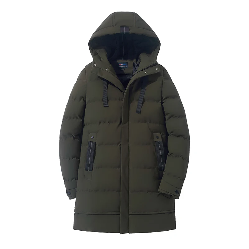 معاطف شتوية جديدة بقلنسوة طويلة باللون الأسود لعام 2025 ملابس باركا للرجال ماركة 7XL ملابس رجالية سميكة ودافئة طويلة جودة عالية #2