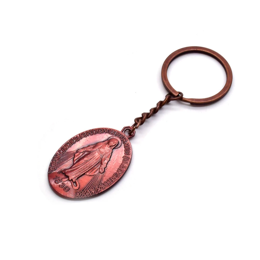 Religious Jewelry Antique Bronze Virgin Mary Key Chain For Men Women Long Metal Jewelry