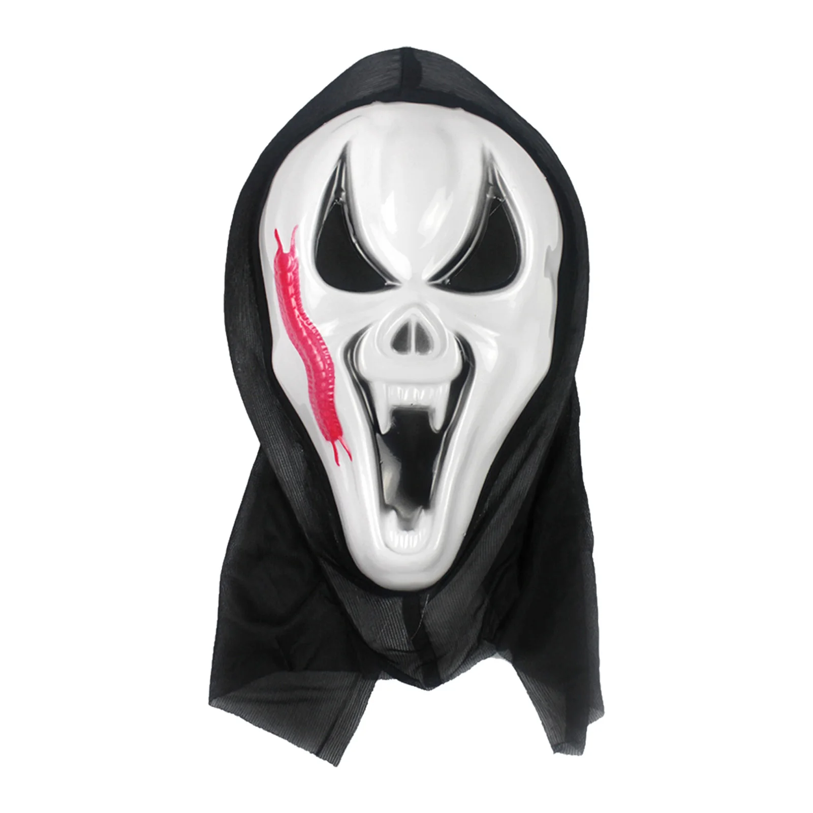 

Professional Halloween Ghost Mask with Attached Shroud -Adjustable Horror Costume Accessory for Haunted Attractions Theater