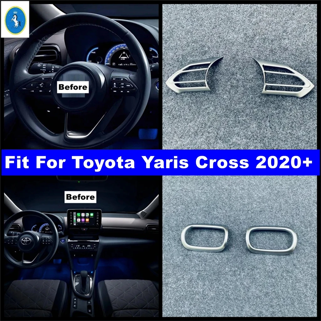 

ABS Car Steering Wheel / Air Conditioning AC Vents Outlet Frame Cover Trim For Toyota Yaris Cross 2020 - 2023 Matte Accessories